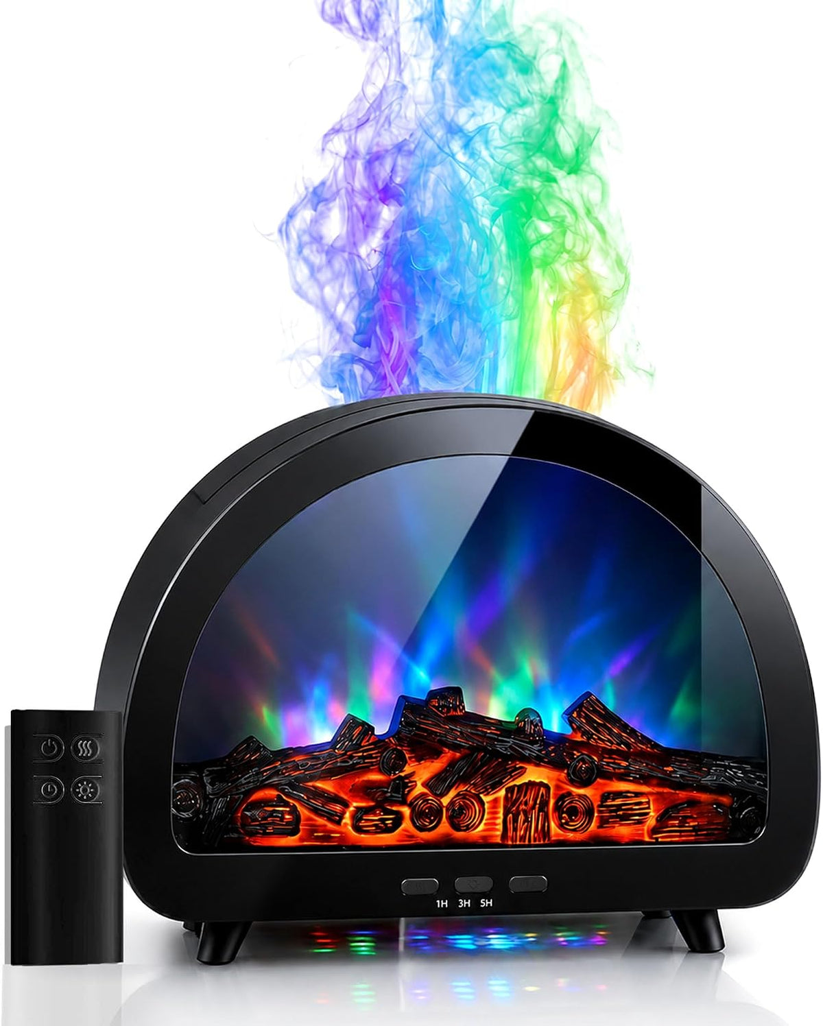 Difusor de aceite esencial para chimenea, 12 colores de llama, humi...