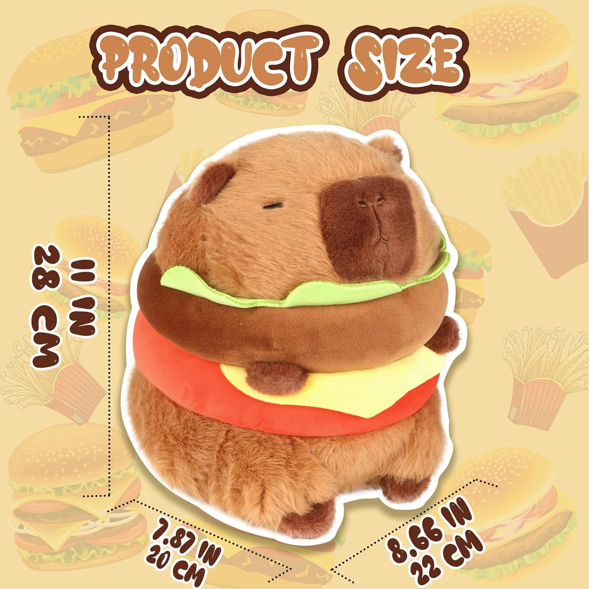 CHDBLOCK Peluche de Capibara Hamburguesa - Peluche de Capibara Boni...
