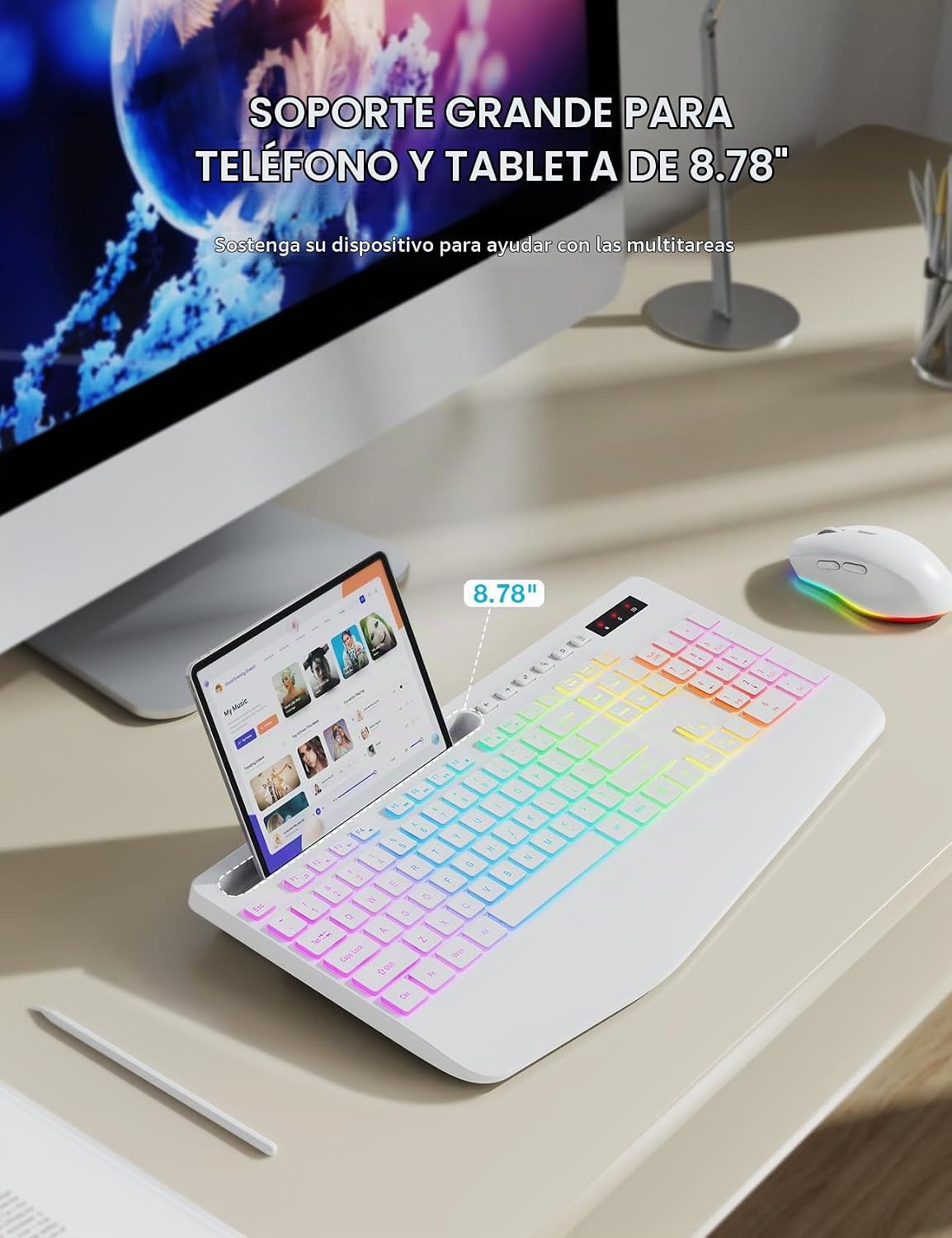 SABLUTE Combo de teclado y mouse inalámbricos: 9 efectos retroilumi...