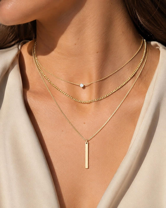 GUOKE Collares de oro en capas para mujer, chapado en oro de 14 qui...