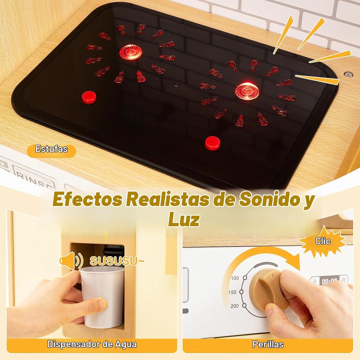 Costzon Juego de cocina para niños, juguete Montessori de madera pa...
