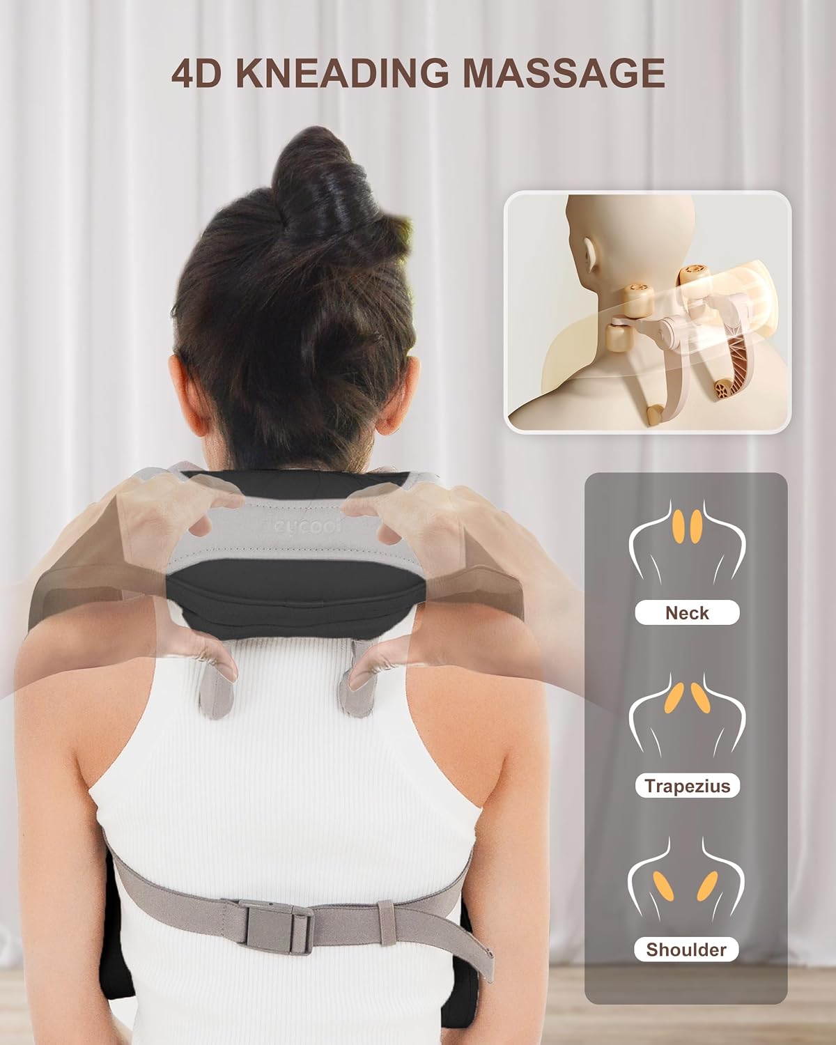 Heycool Masajeador inalámbrico para cuello y hombros con calor, tej...