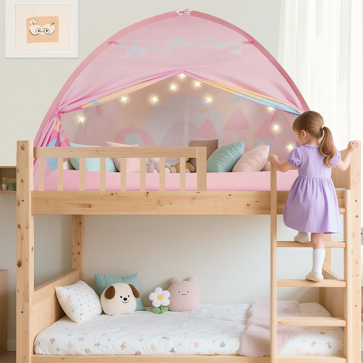 PIIKAGO Tienda de campaña de cama doble para niños, dosel de cama d...