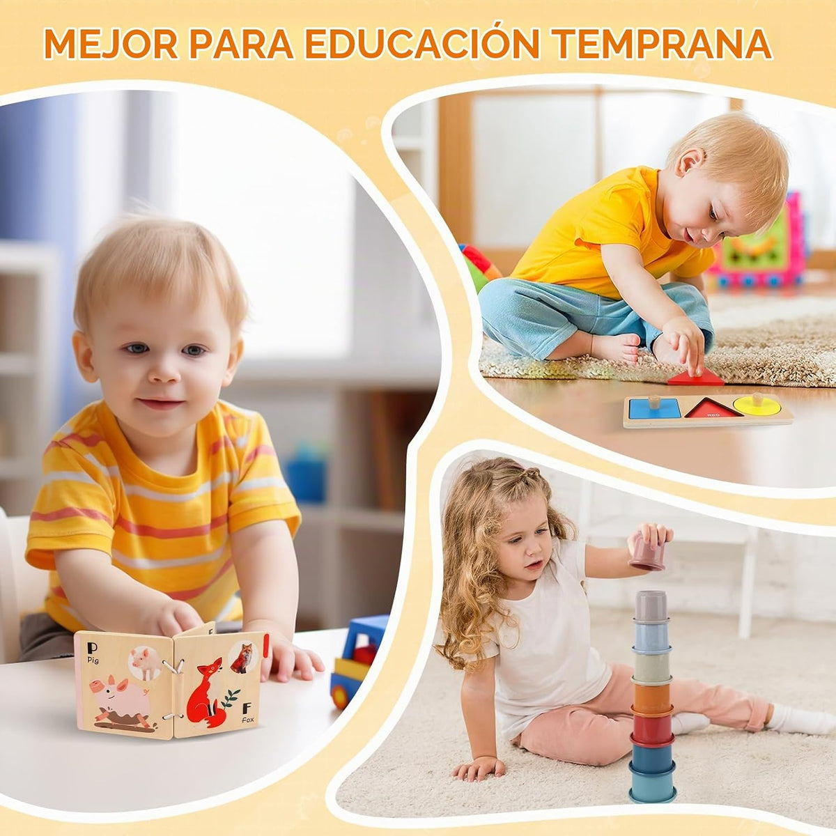 Juguetes Montessori para bebés de 6 a 12 meses, 7 en 1 juguetes edu...