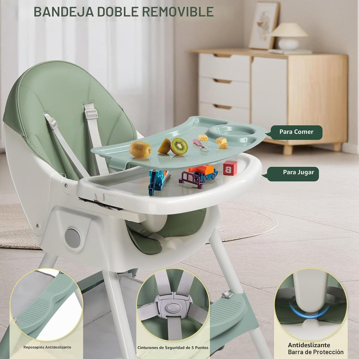 Ktaxon Silla Alta para Bebé, Silla de Alimentación Portátil 6 en 1...