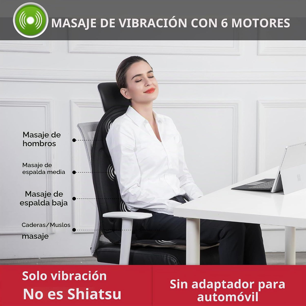 Snailax Cojín de asiento de masaje, masajeador de espalda con calor...