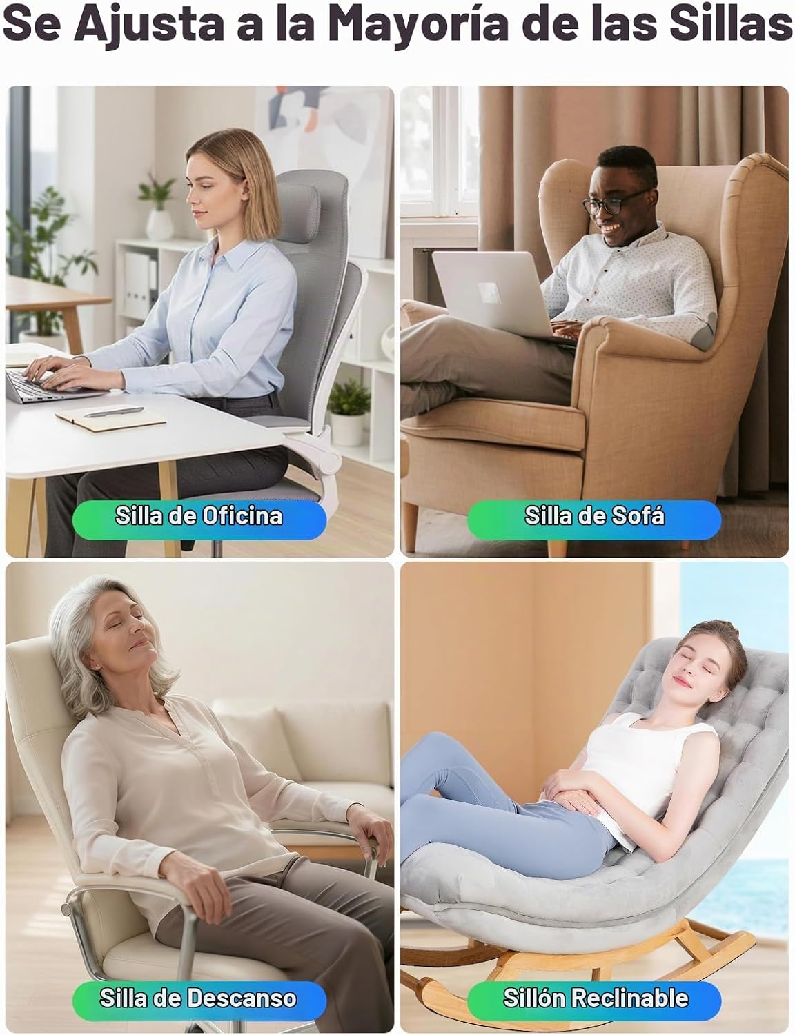comrelax Cojín de asiento de masaje de vibración con calor, masajea...