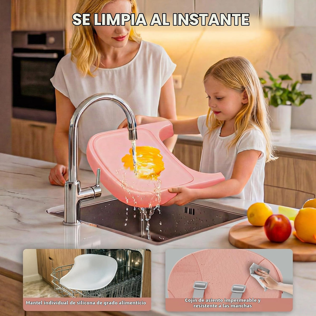 Silla alta 3 en 1 para bebés y niños pequeños, asiento y comedor de...