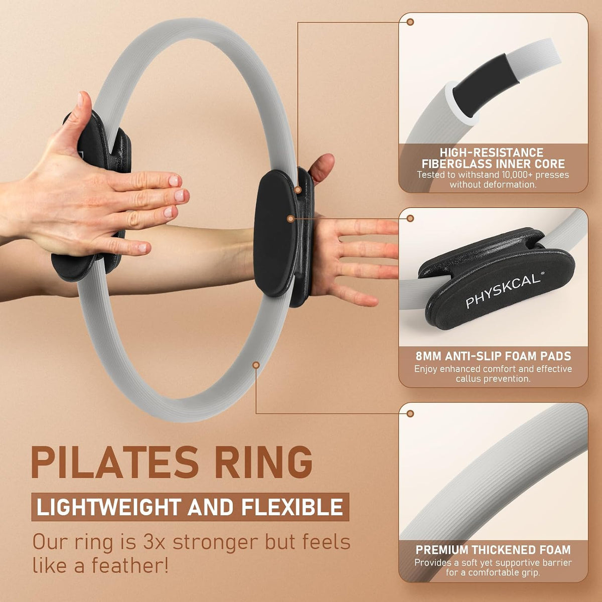 Kit de Pilates PhysKcal, anillo de pilates de 15 pulgadas con 1 bol...