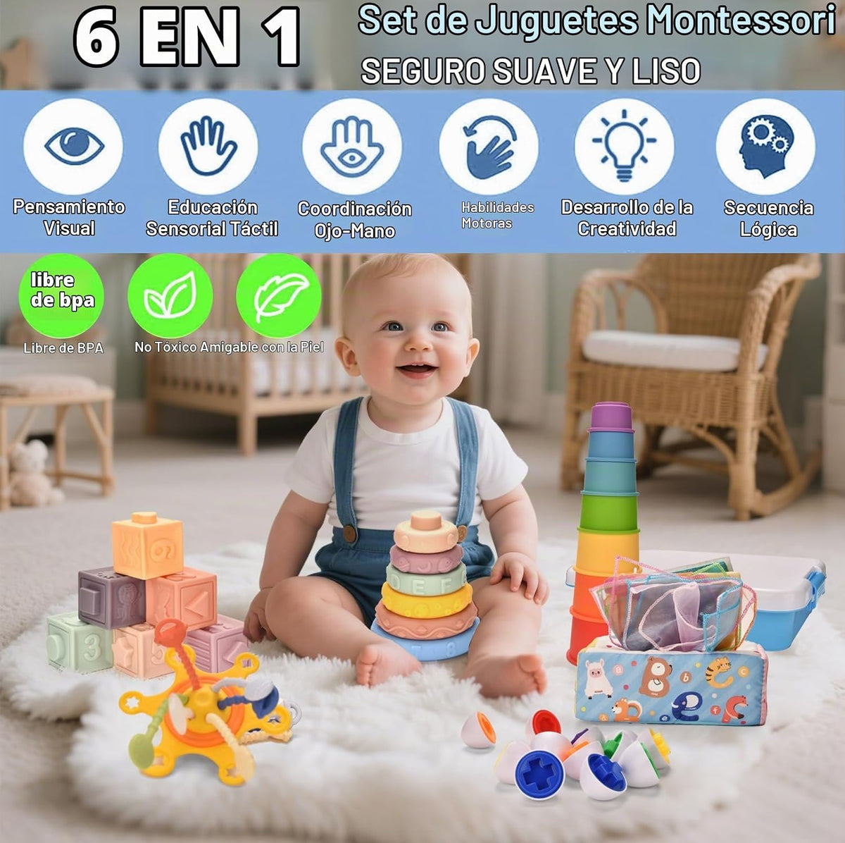 Juguetes para bebés de 6 a 12 meses, juguetes Montessori 6 en 1 par...