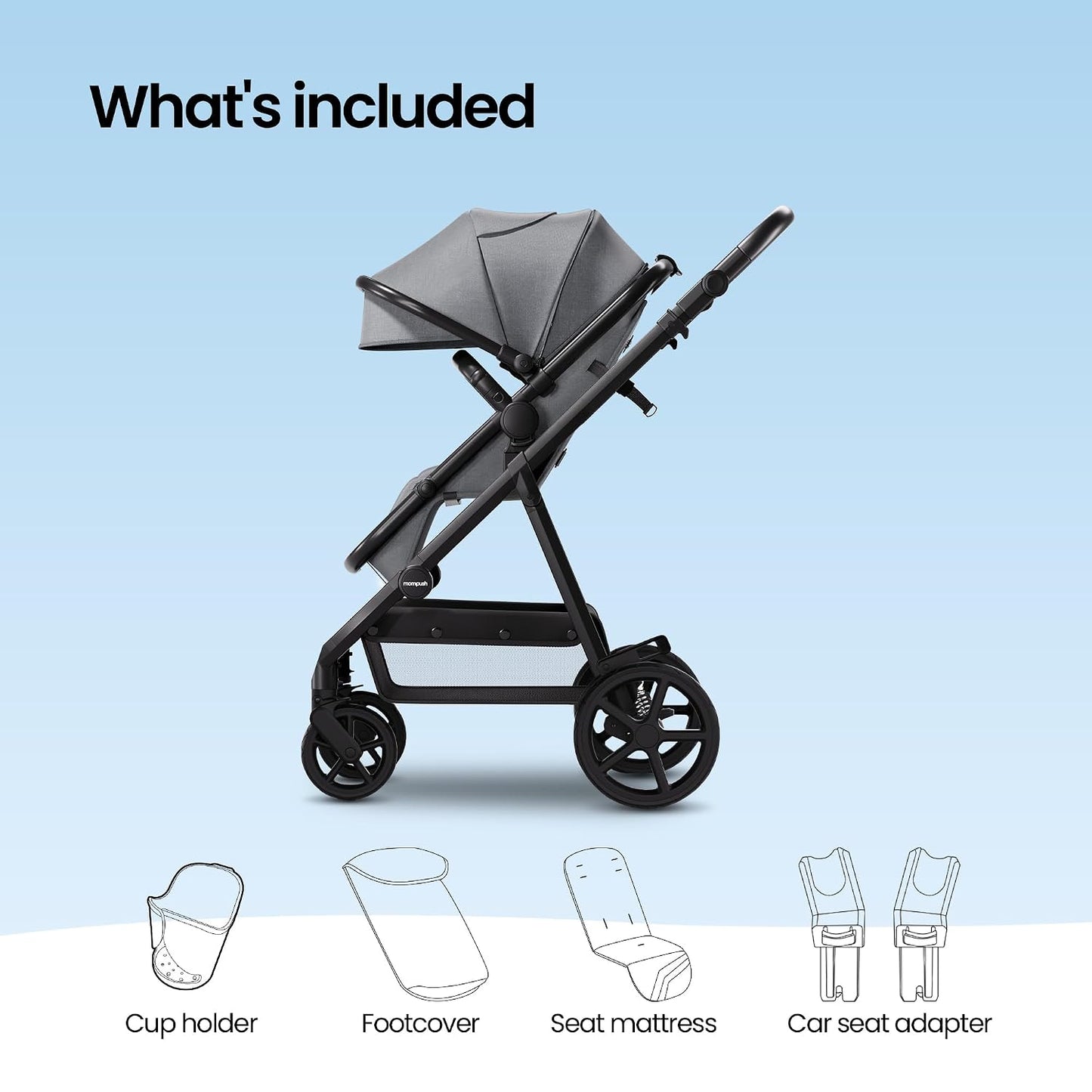 Mompush Meteor2 - Cochecito de bebé 2 en 1 con modo recién nacido,...