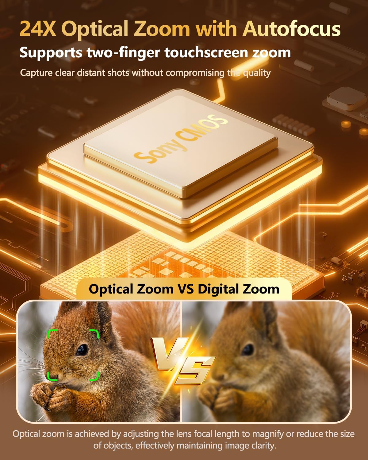 Cámara digital 4K para fotografía con zoom óptico 24X y cámaras de...