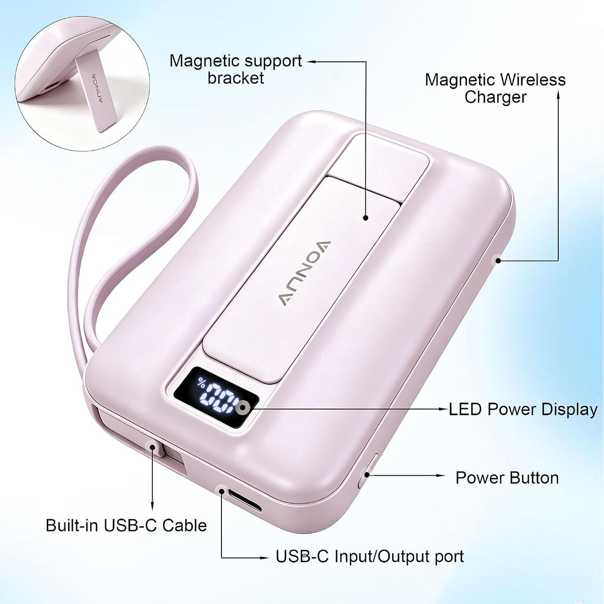 VONUV Batería externa magnética de 10000 mAh, cargador rápido con c...