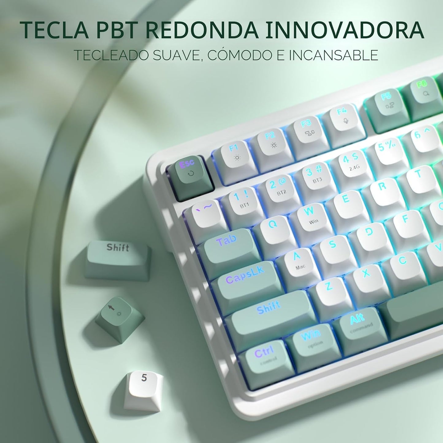 Redragon K719 Teclado inalámbrico para juegos con junta con pantall...