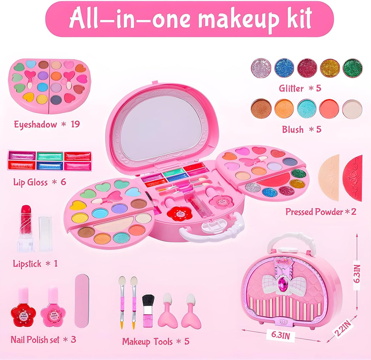 Kit de maquillaje para niños para niña, juego de maquillaje lavable...