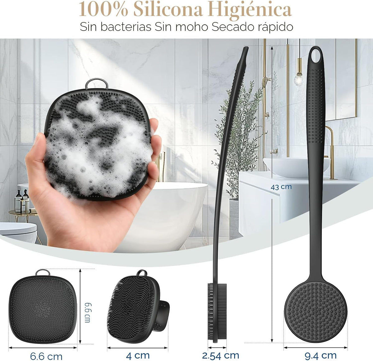 Depurador de silicona para la espalda para ducha y limpiador facial...