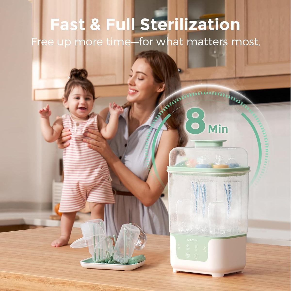 Momcozy Nuevo esterilizador y secadora de botellas compactas 4 en 1...