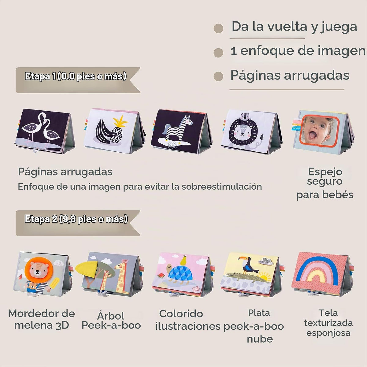 Taf Toys Savannah - Libro de actividades suave con sonido crujiente...