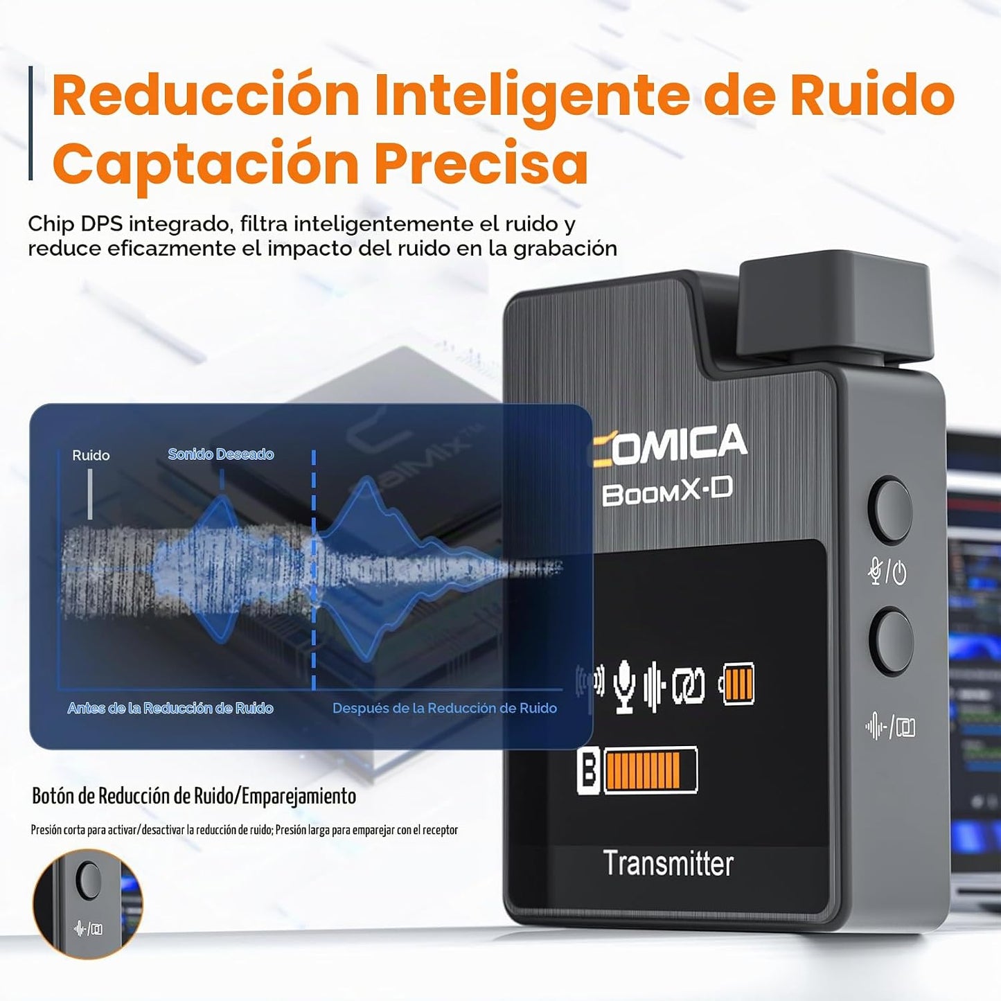 Micrófono lavalier inalámbrico COMICA BoomX-D2 para iPhone, cámara...