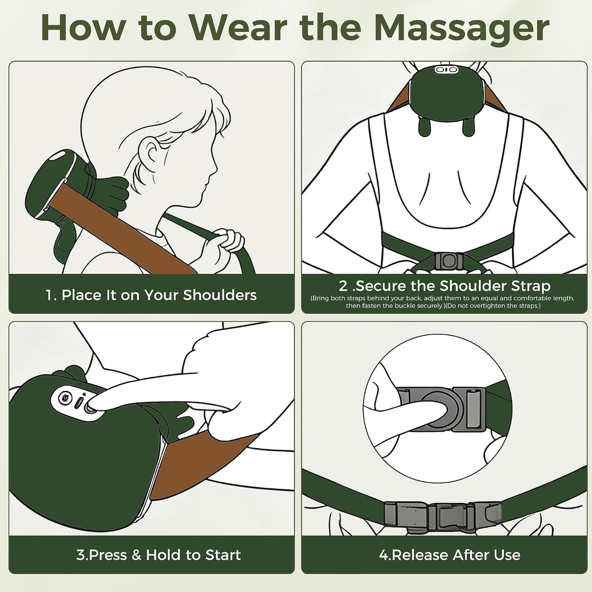 Kalawen Masajeador de cuello con calor, masajeador de cuello y homb...