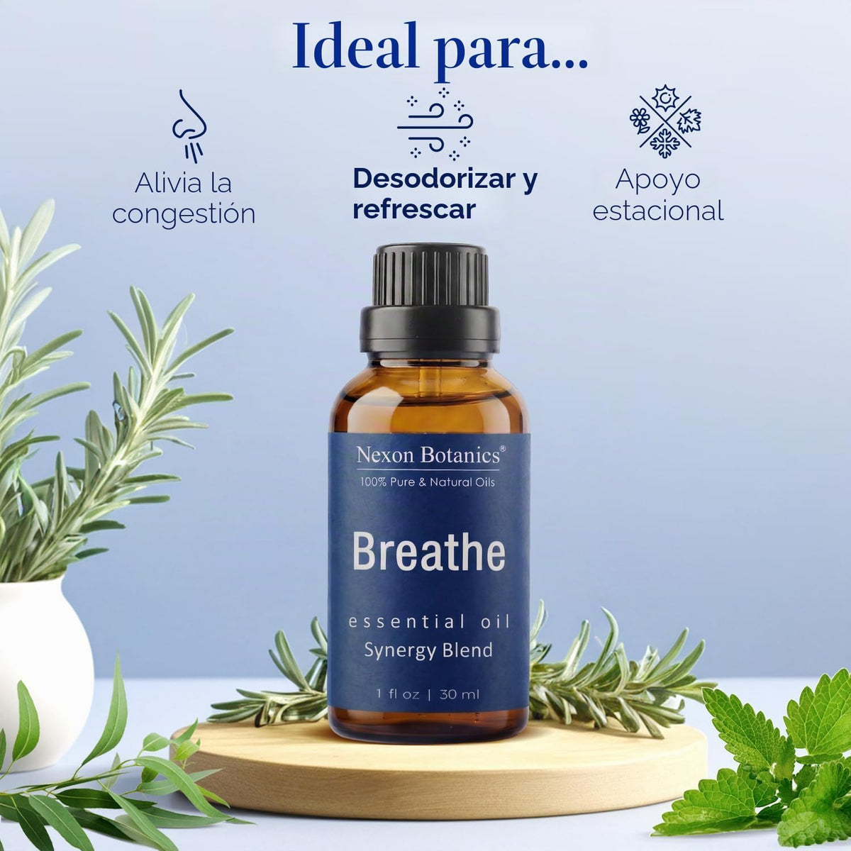 Nexon Botanics Breathe - Mezcla de aceites esenciales, 1.0 onzas lí...