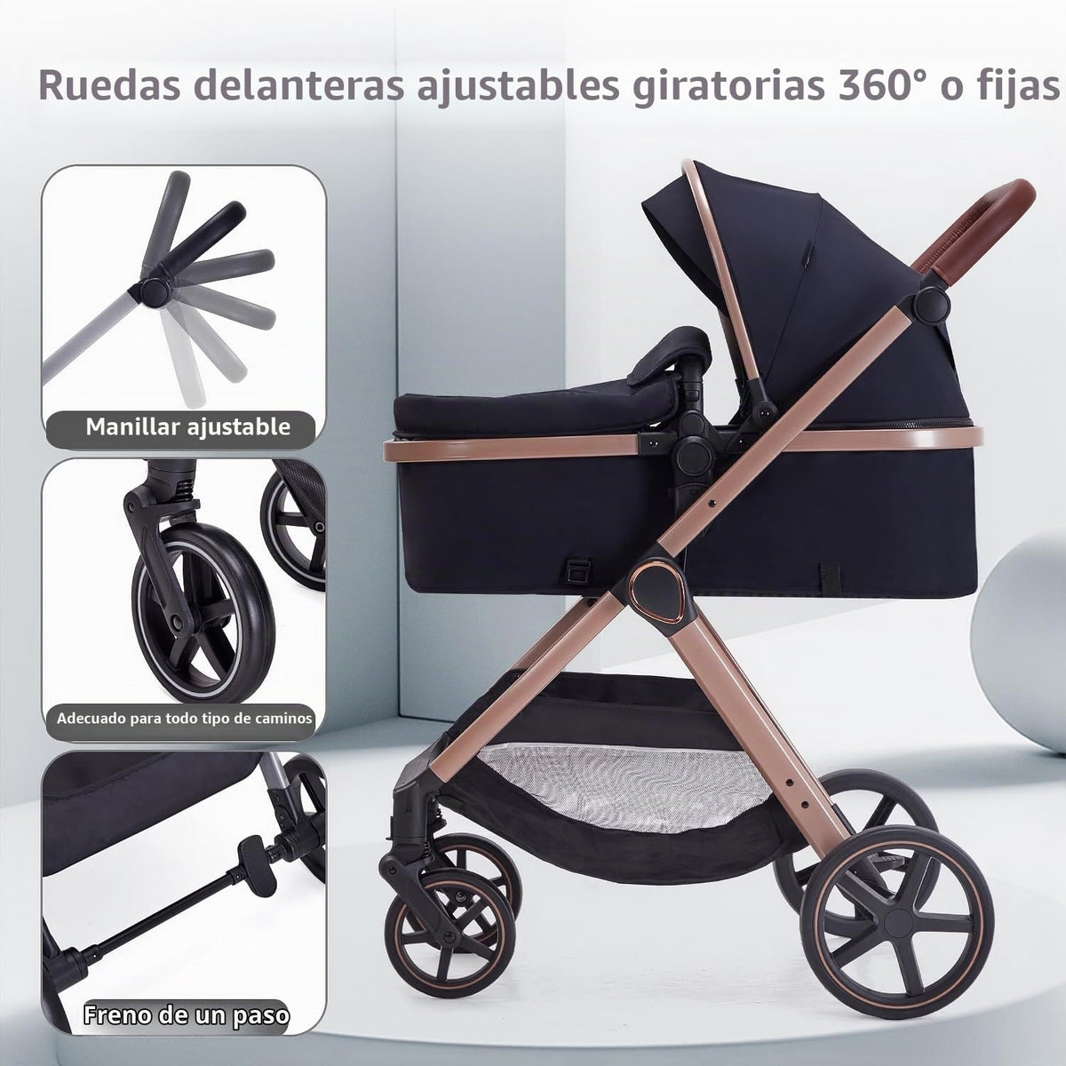 LORTSYBAB Cochecito de bebé 2 en 1, moisés convertible para recién...