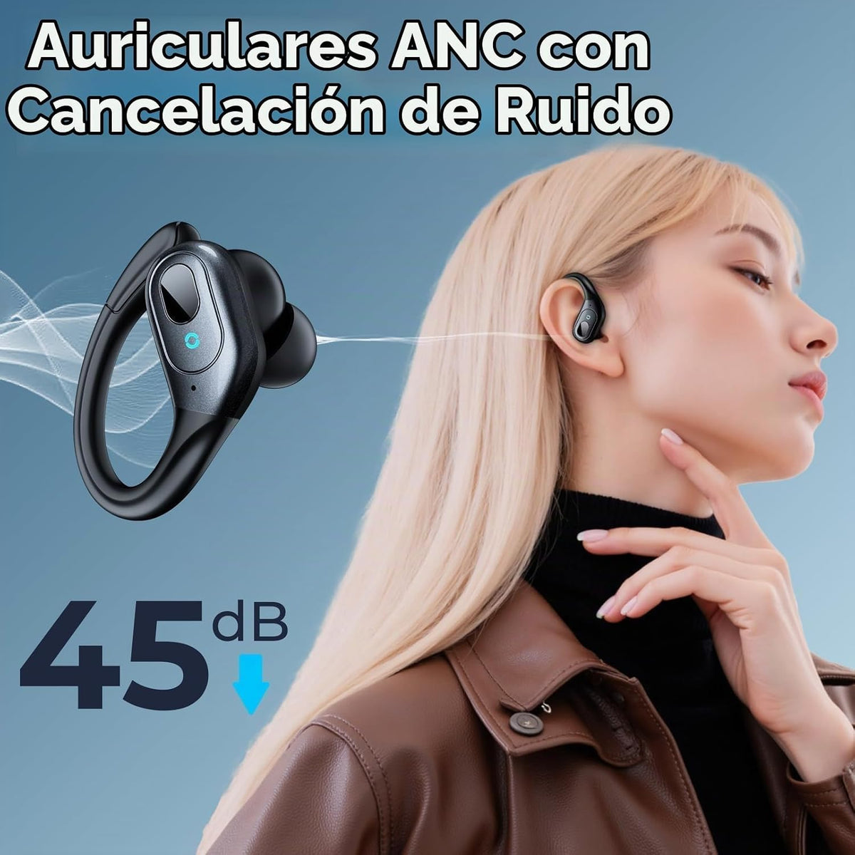 occiam Auriculares inalámbricos Bluetooth con cancelación activa de...