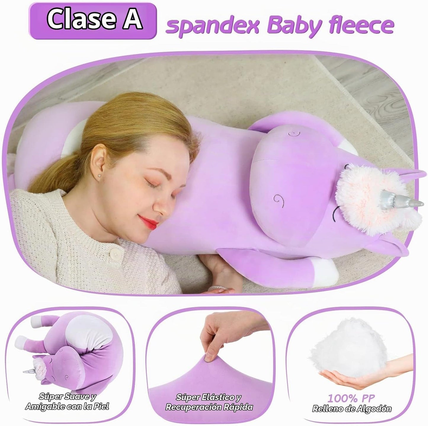 MorisMos Gran Animal de Peluche de Unicornio de 3 pies, Almohada de...