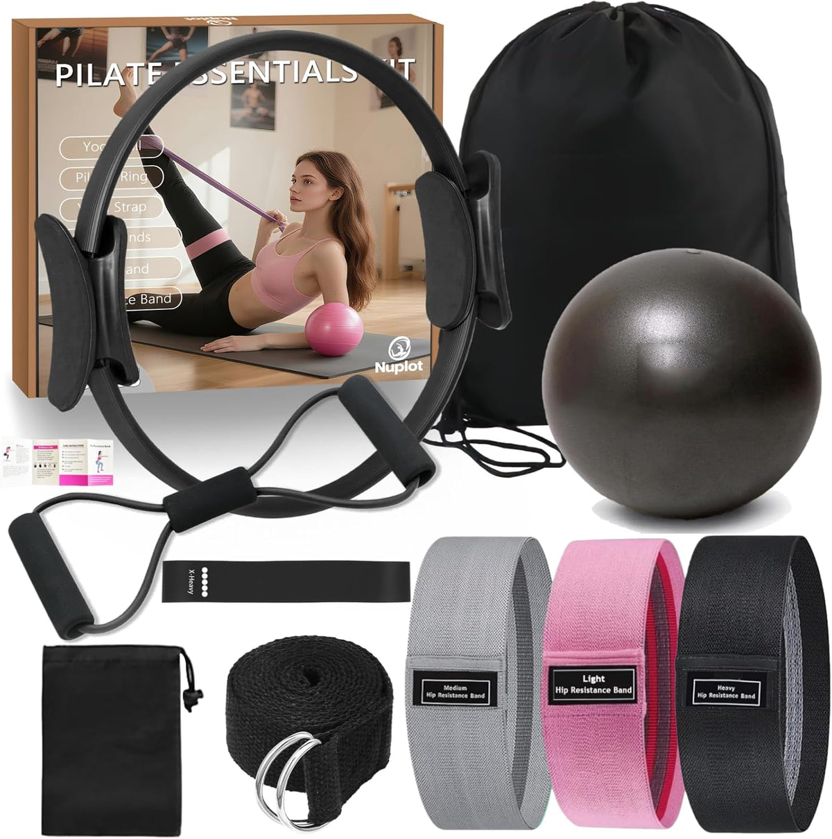 Nuplot Kit esencial de yoga y pilates para mujer, kit de pilates Be...