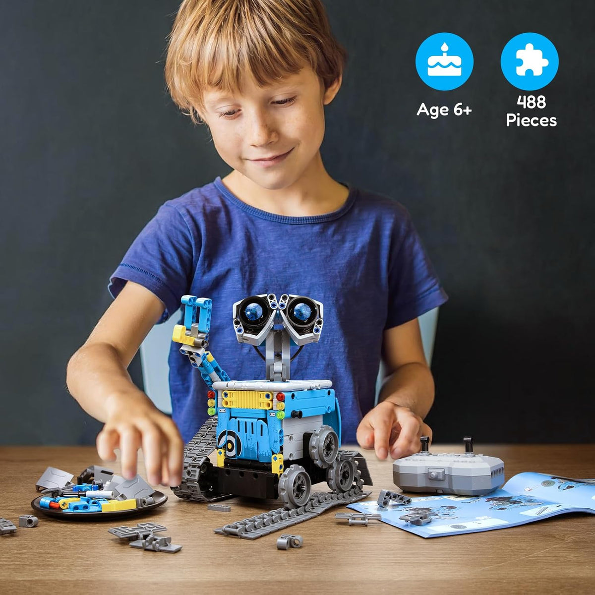 Mibido Kit de construcción de robot con control remoto, regalos STE...