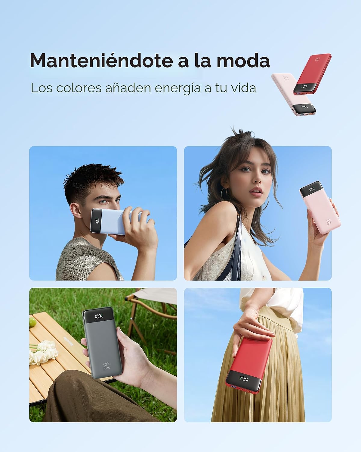 Charmast - Cargador portátil de 20000mAh con cables incorporados, b...