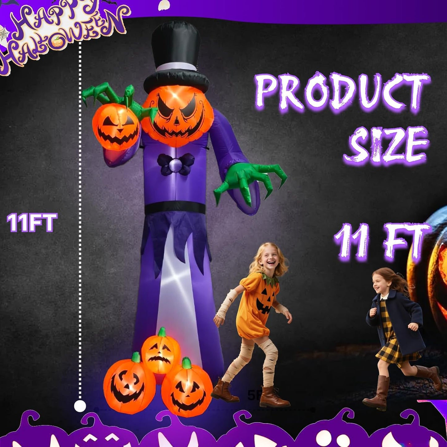 ZOOMATOOE Parca de calabaza inflable gigante de Halloween de 11 pie...