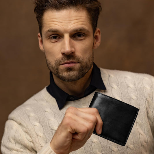Time Resistance Cartera de cuero para hombre, diseño minimalista co...