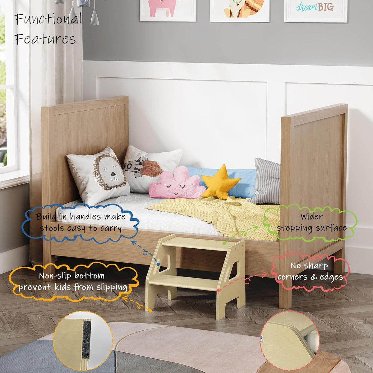 Harwaya Taburete de 2 escalones para lavabo de baño para niños pequ...