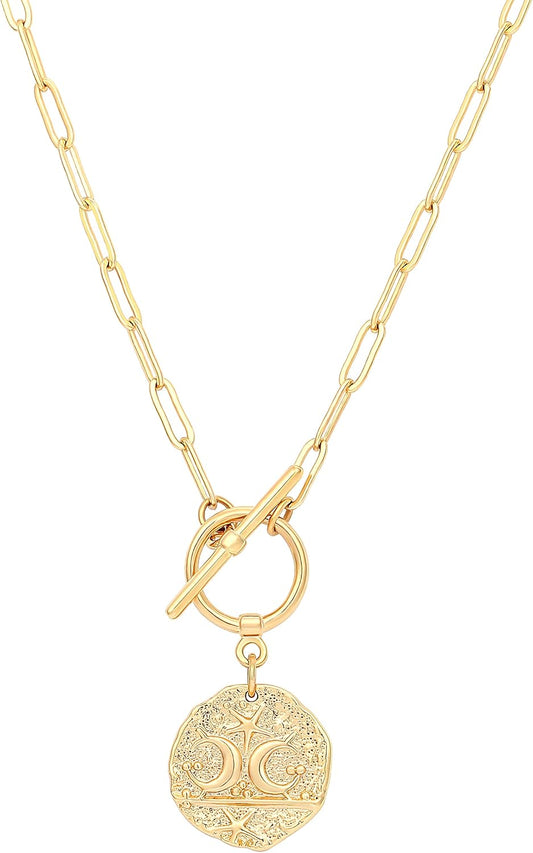 Aobei Pearl Collar chapado en oro de 18 quilates con dije de cruz d...