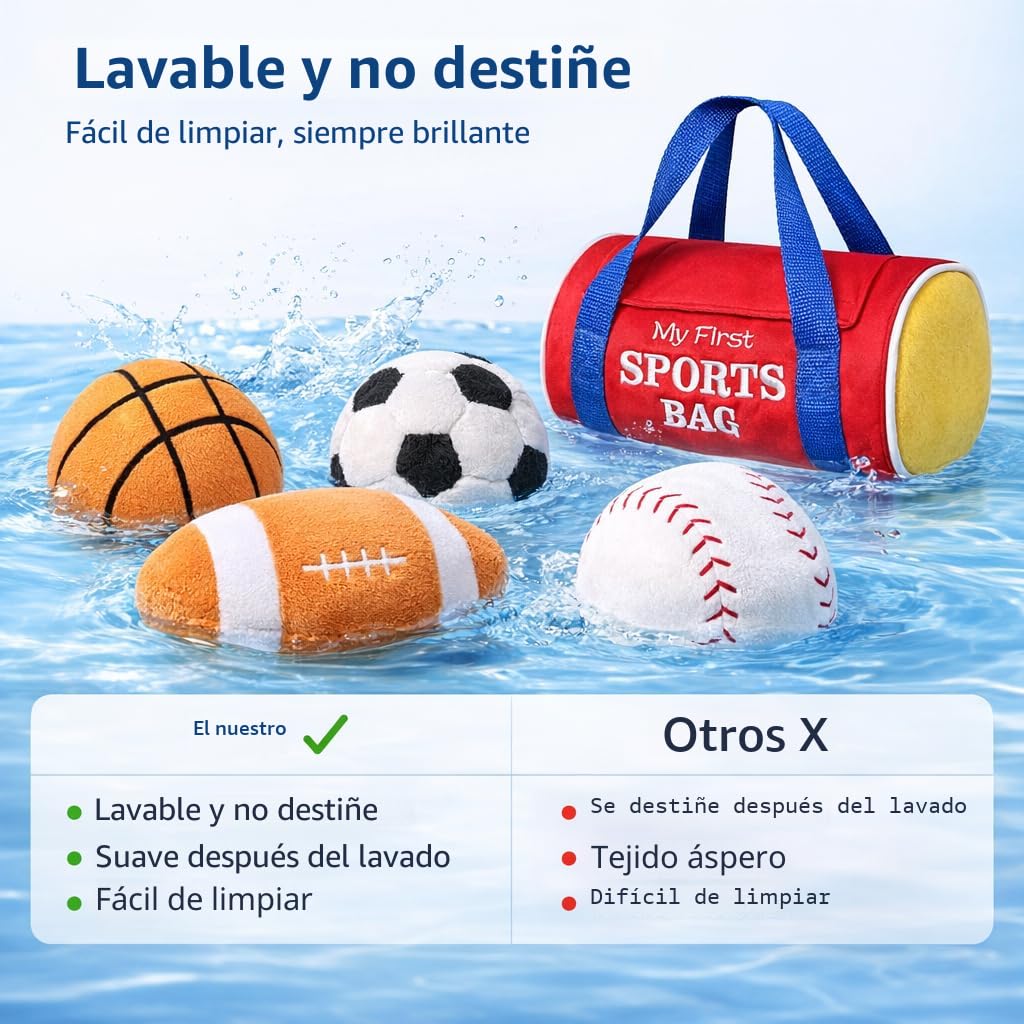 My First Sports Bag Baby Toys Juego de pelotas sensoriales de felpa...