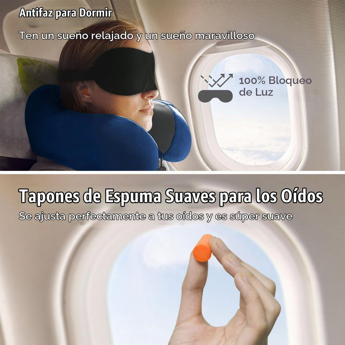 Almohada de viaje, almohada de cuello de espuma viscoelástica para...