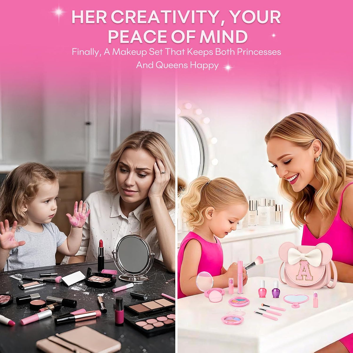 Kit de maquillaje infantil para niñas, 15 piezas, juego y bolso de...
