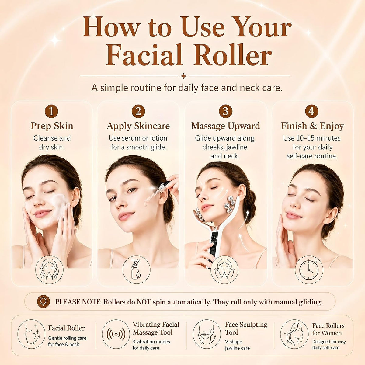SZMDLX Herramienta de masajeador facial inalámbrico, rodillo facial...