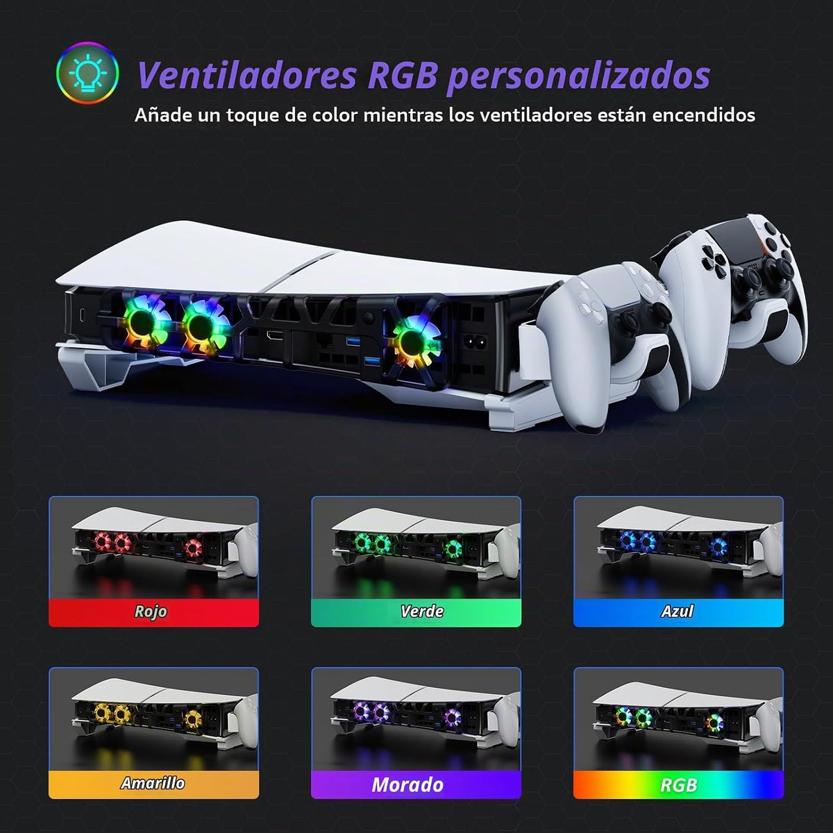 NexiGo - Soporte horizontal delgado para PS5 con estación de carga...