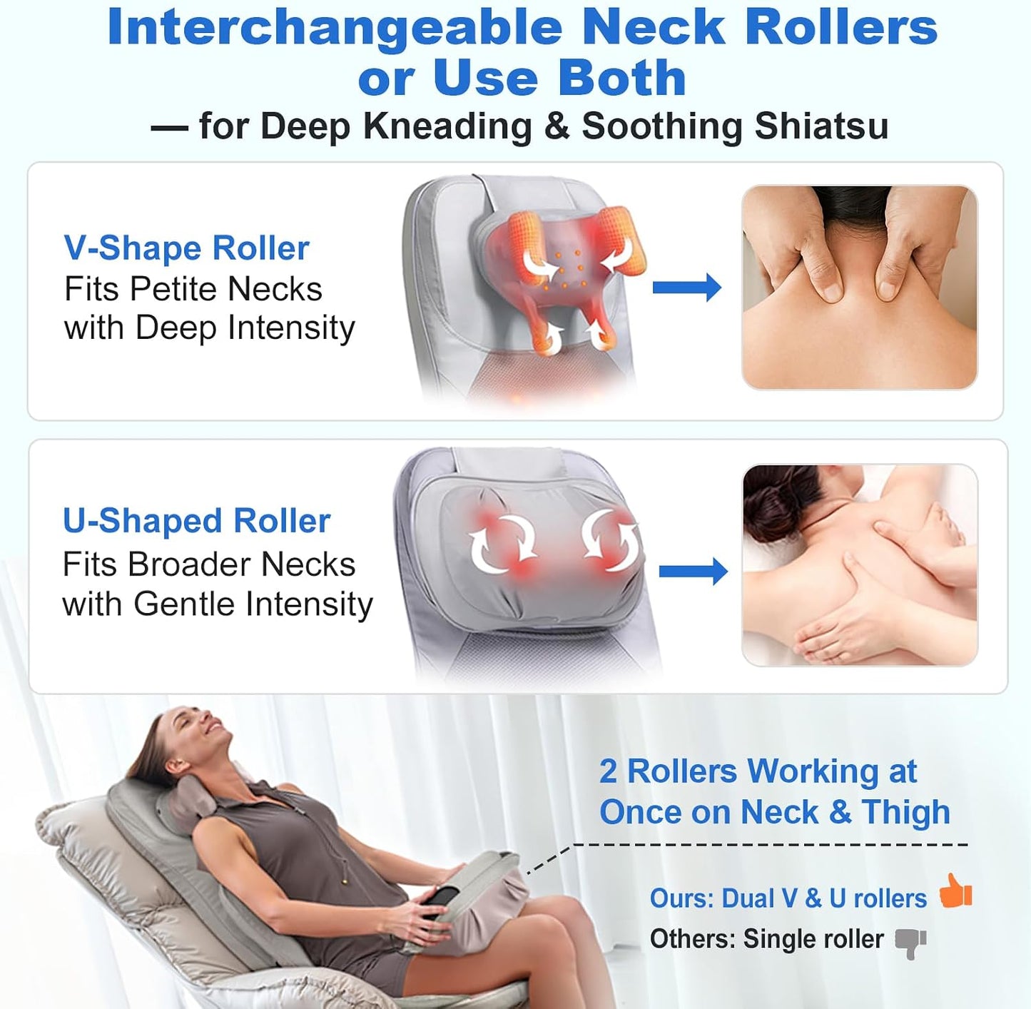 BWPIWPR Almohadilla para silla de masaje con módulos de doble cuell...