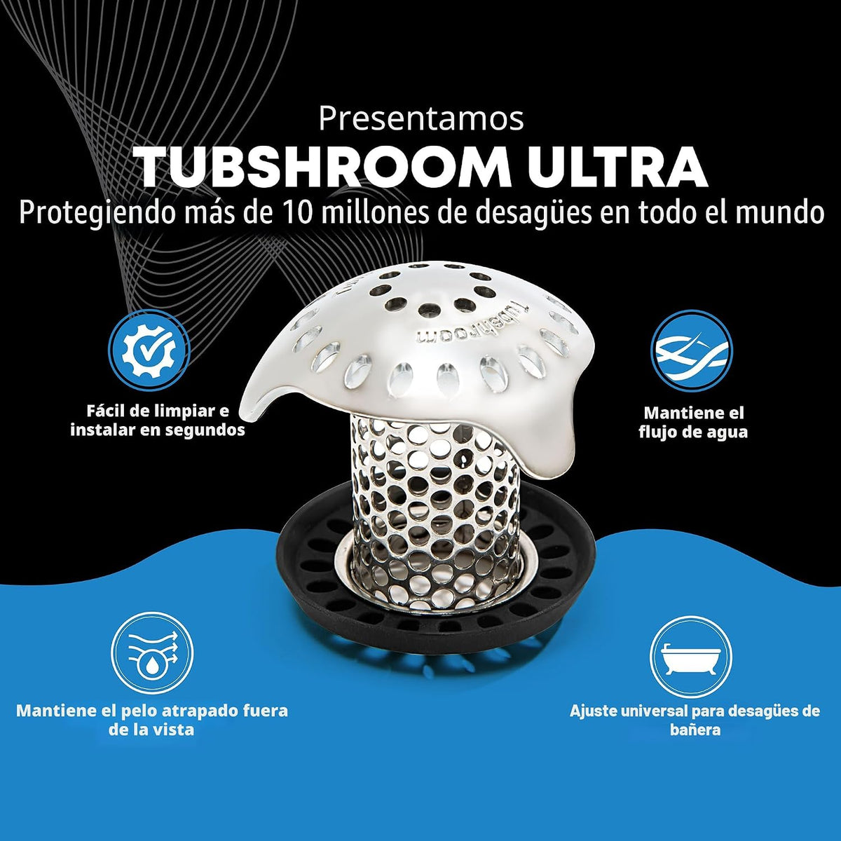 TubShroom Protector de drenaje de bañera ultra revolucionario, cola...