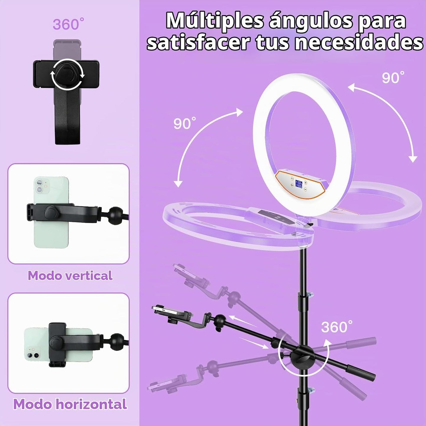 Kit de anillo de luz de 22 pulgadas: trípode de luz de anillo para...
