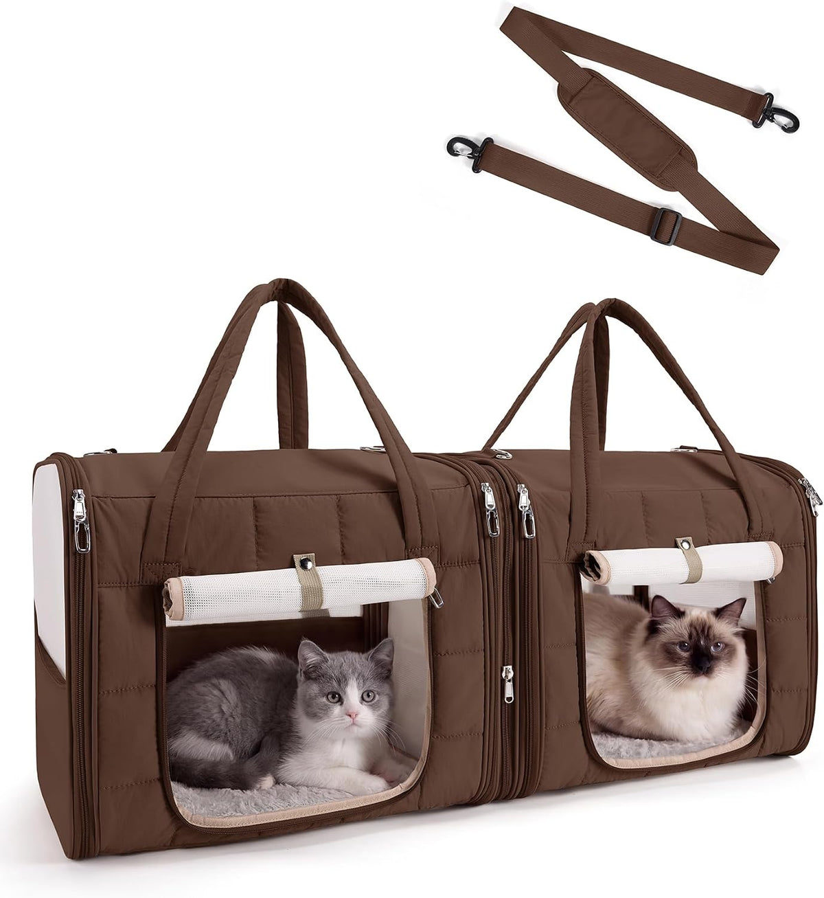 BAGSMART Transportador doble para gatos para 2 gatos, transportador...