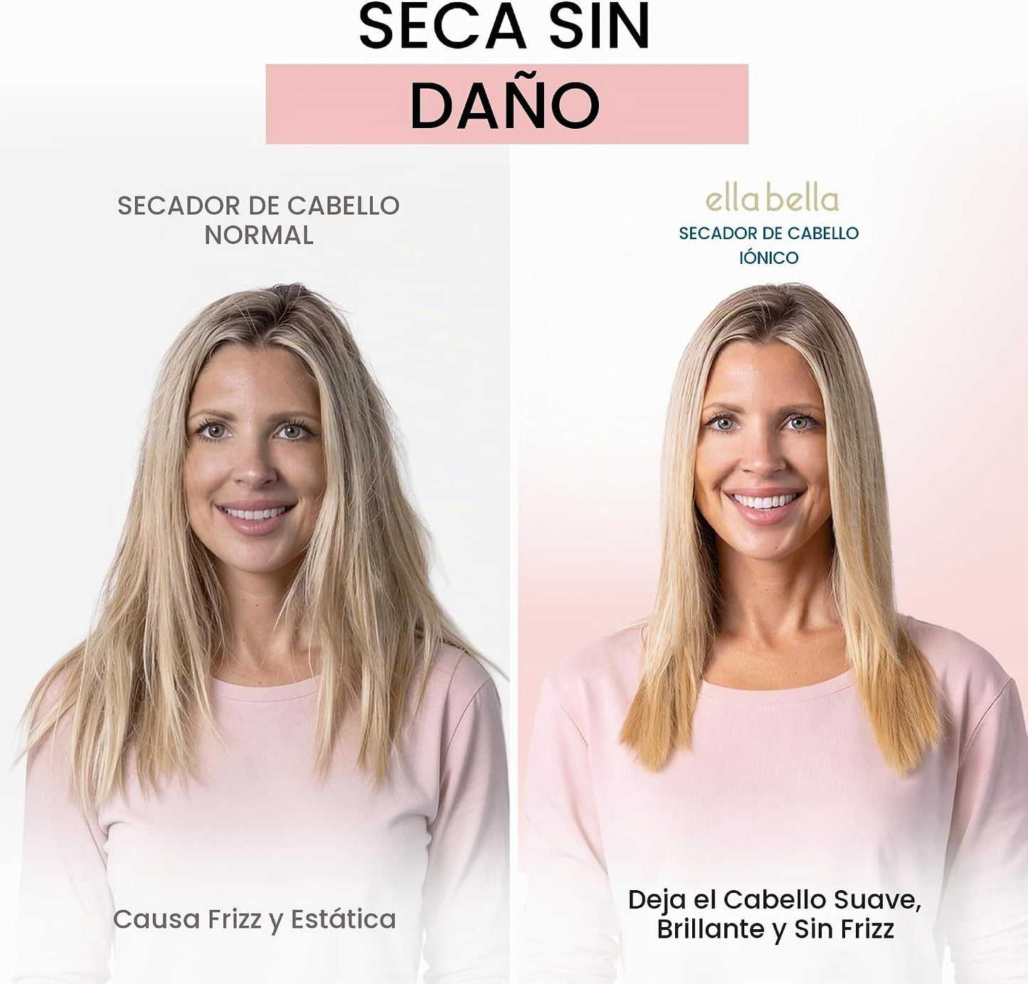 ELLA BELLA® - Secador de pelo iónico profesional con difusor \u2022...