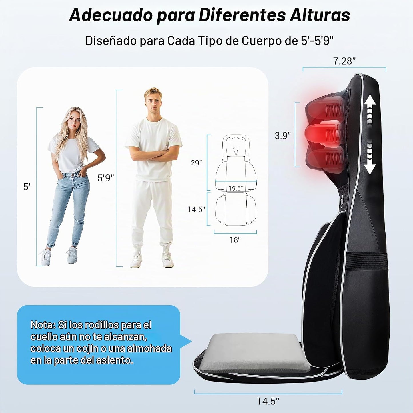 Mynt Masajeador de espalda y cuello para aliviar el dolor de tejido...