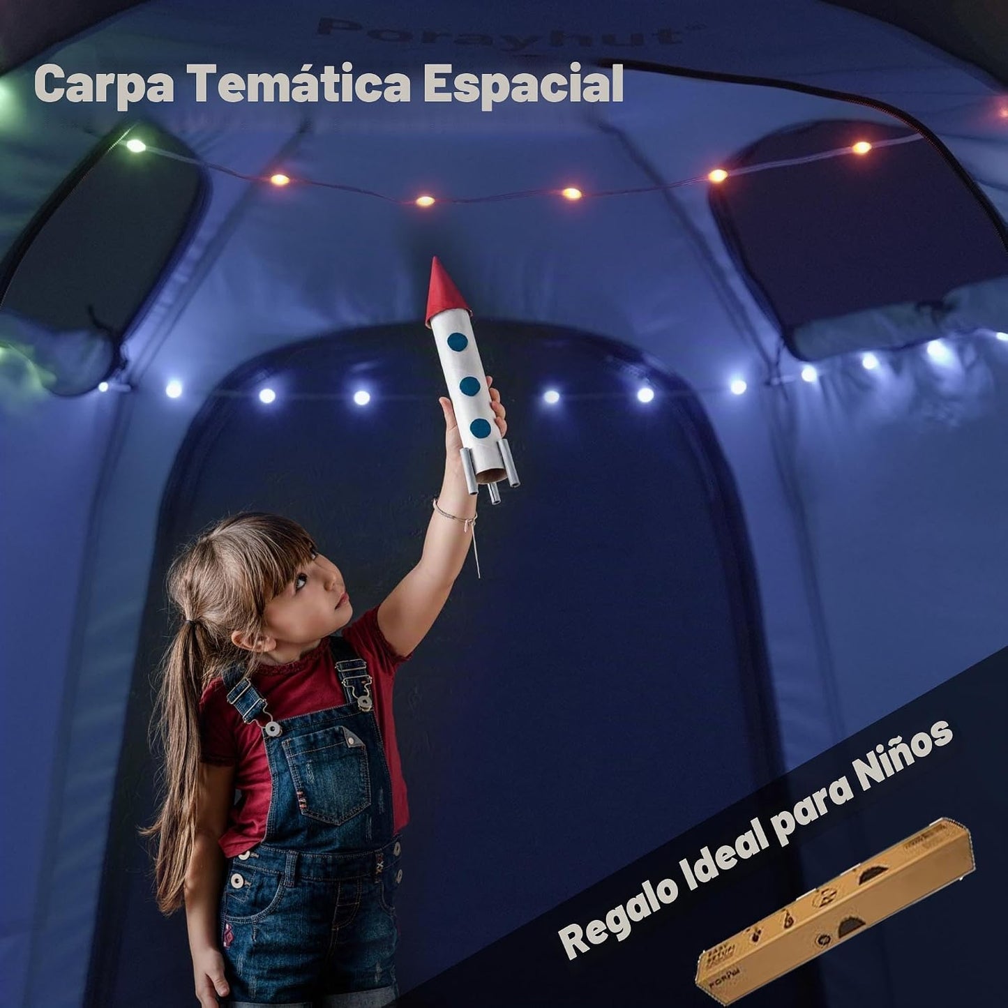 Tienda de campaña hexagonal portátil para niños con tira de luces L...