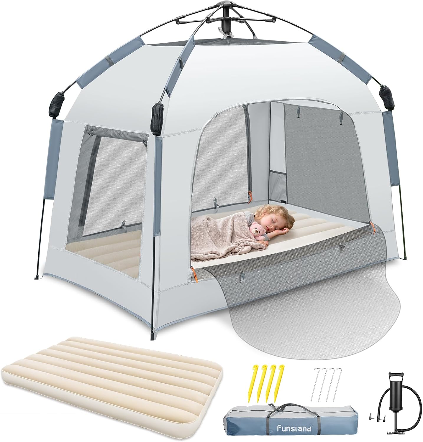 Cama de viaje inflable para niños pequeños con tienda de campaña: c...