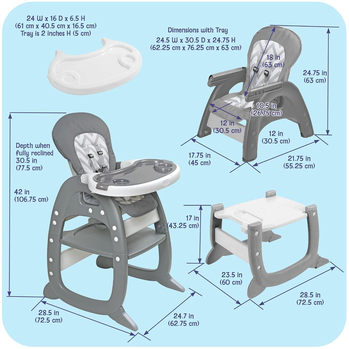 Badger Basket Envee II - Silla alta convertible para bebé con asien...