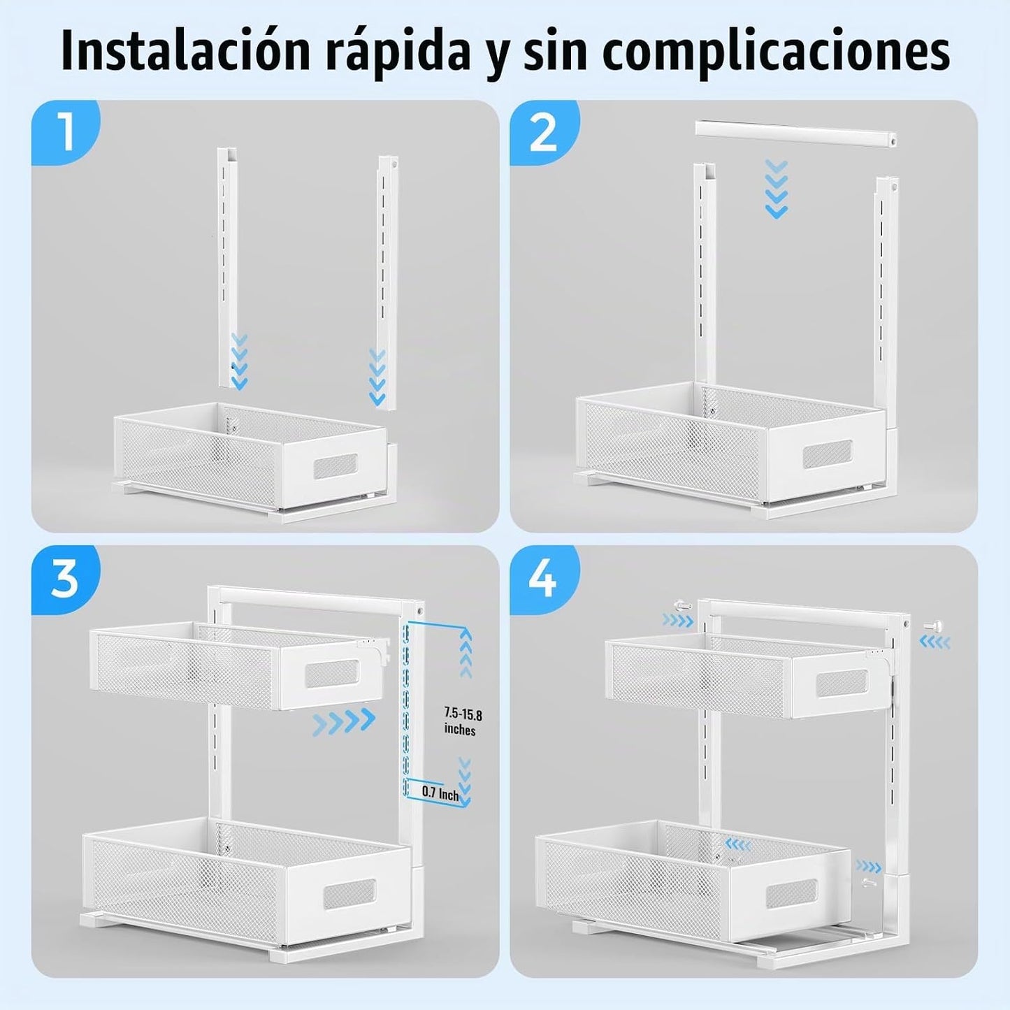 TISTAYA Organizador debajo del fregadero, organizadores de baño y a...